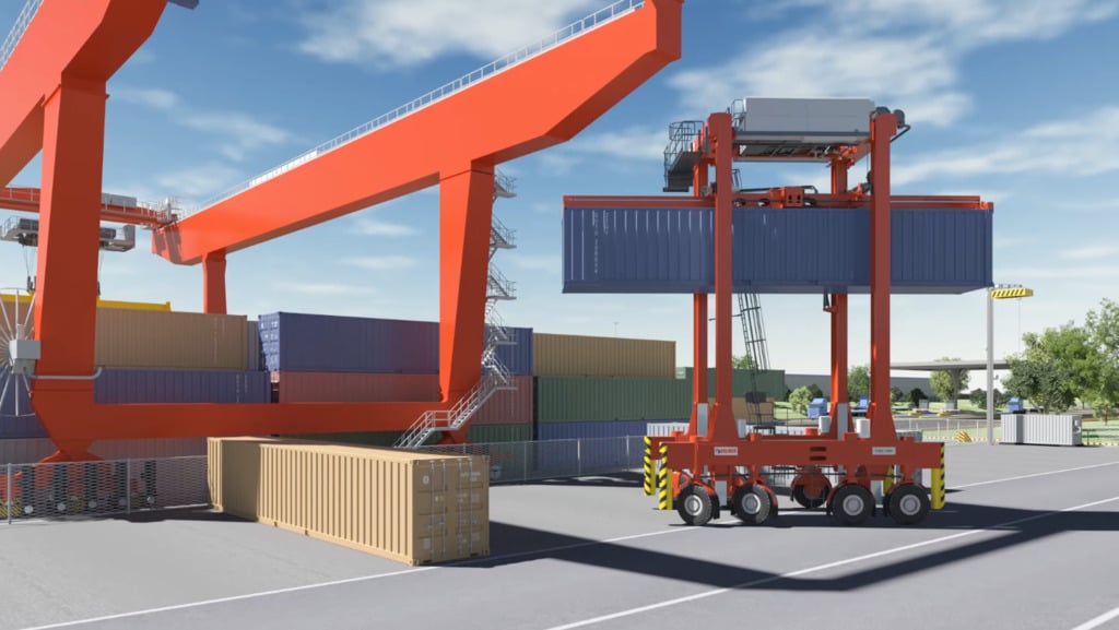 Kalmar Straddle Carrier at rail terminal Kalmar Straddle Carrier at rail terminal